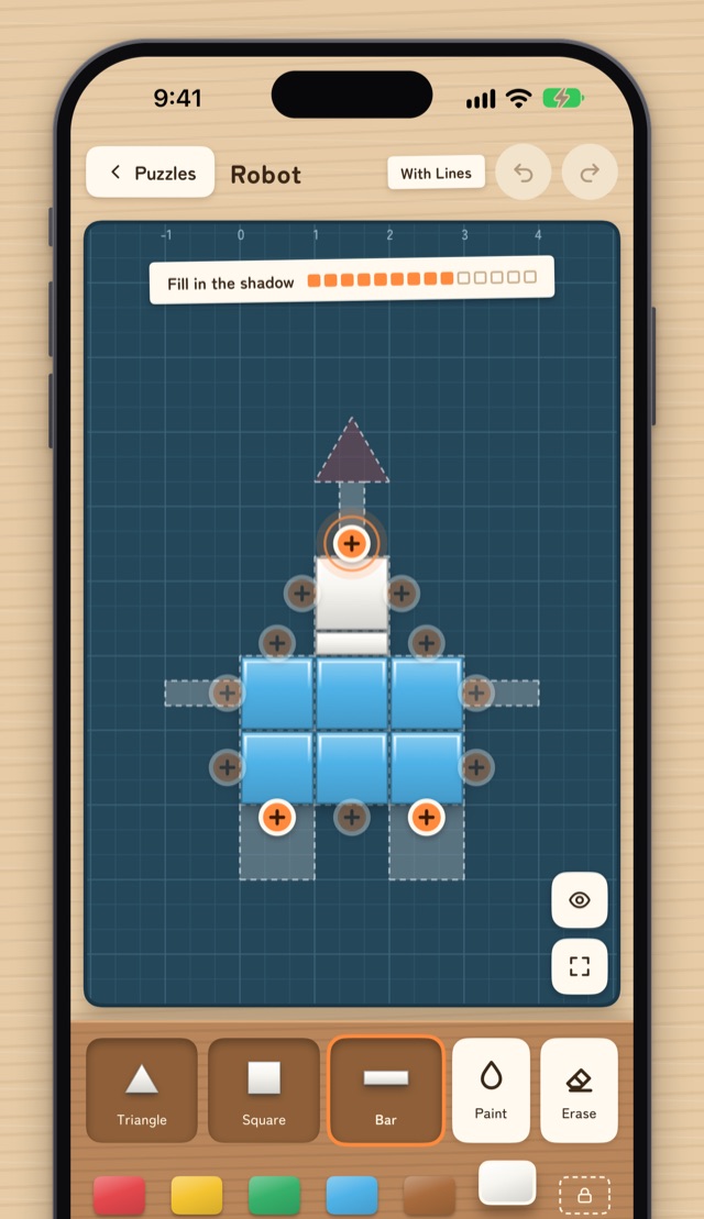 Filling in the shadow of the robot puzzle